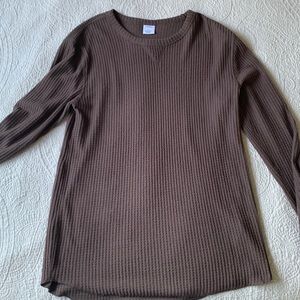 ribbed brown urban outfitters thermal shirt